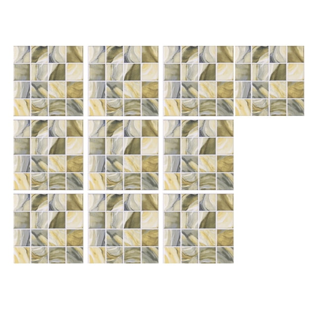 Wall Sticker DIY 10-Piece Ceramic Tile Paste 3D Lattice Design for Self- Wall for Home 10PCS