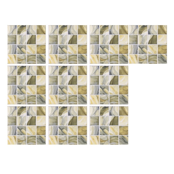 Wall Sticker DIY 10-Piece Ceramic Tile Paste 3D Lattice Design for Self- Wall for Home 10PCS