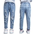 thumbnail image 2 of Kidscool Space Girls Ripped Holes Damaged Fashion Jeans,Blue,9-10 Years, 2 of 6