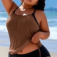 thumbnail image 5 of FAVIPT Plus Size Tropical Beach Tankini 2 Piece Tummy Control Swimssuits Ruched Drawstring Comfy Bathing Suit 2026 Brown,XXXXL, 5 of 5