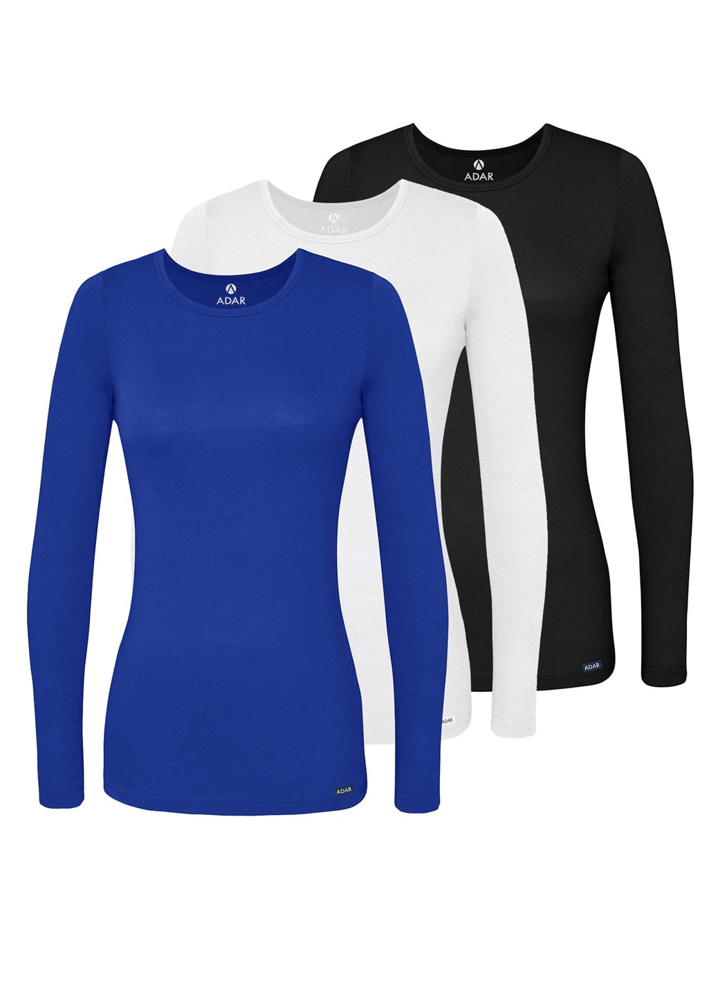Adar Underscrubs for Women Multi Color 3 Pack - Long Sleeve Underscrub Comfort Tee