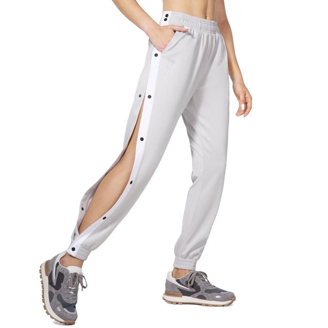 Pantalon Femme à Boutons-Pression, Pantalon d'Échauffement, Entraînement Actif, Pantalon de Survêtement Fuselé, Poches, Pantalon de Travail de Bureau