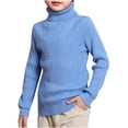 thumbnail image 1 of MeetoTime Kids High Neck Knitted Sweater Solid Color Fall Winter Long Sleeved Base Shirt for Girls, 1 of 4
