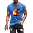 thumbnail image 2 of Meichang T-Shirts Graphiques pour Hommes T-Shirts à Col Rond Imprimés 3D Palmier Tropical Coucher de Soleil Coupe Régulière Manches Courtes T-Shirts d'Entraînement T-Shirts d'Été pour Muscles pour Hommes Aubaines de Liquidation 2024 Bleu 2TG, 2 of 5
