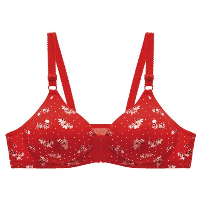Women‘s Front Side Buckle Lace Edge Without Steel Ring Movement Seamless Gathering Adjustment Yoga Sleep Large Bra