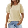 thumbnail image 1 of Timegard Hauts pour Femmes Col Rond Manches Courtes en Maille Bouffante Confortable Été Décontracté Ample Chemise Haut Blouse, 1 of 5