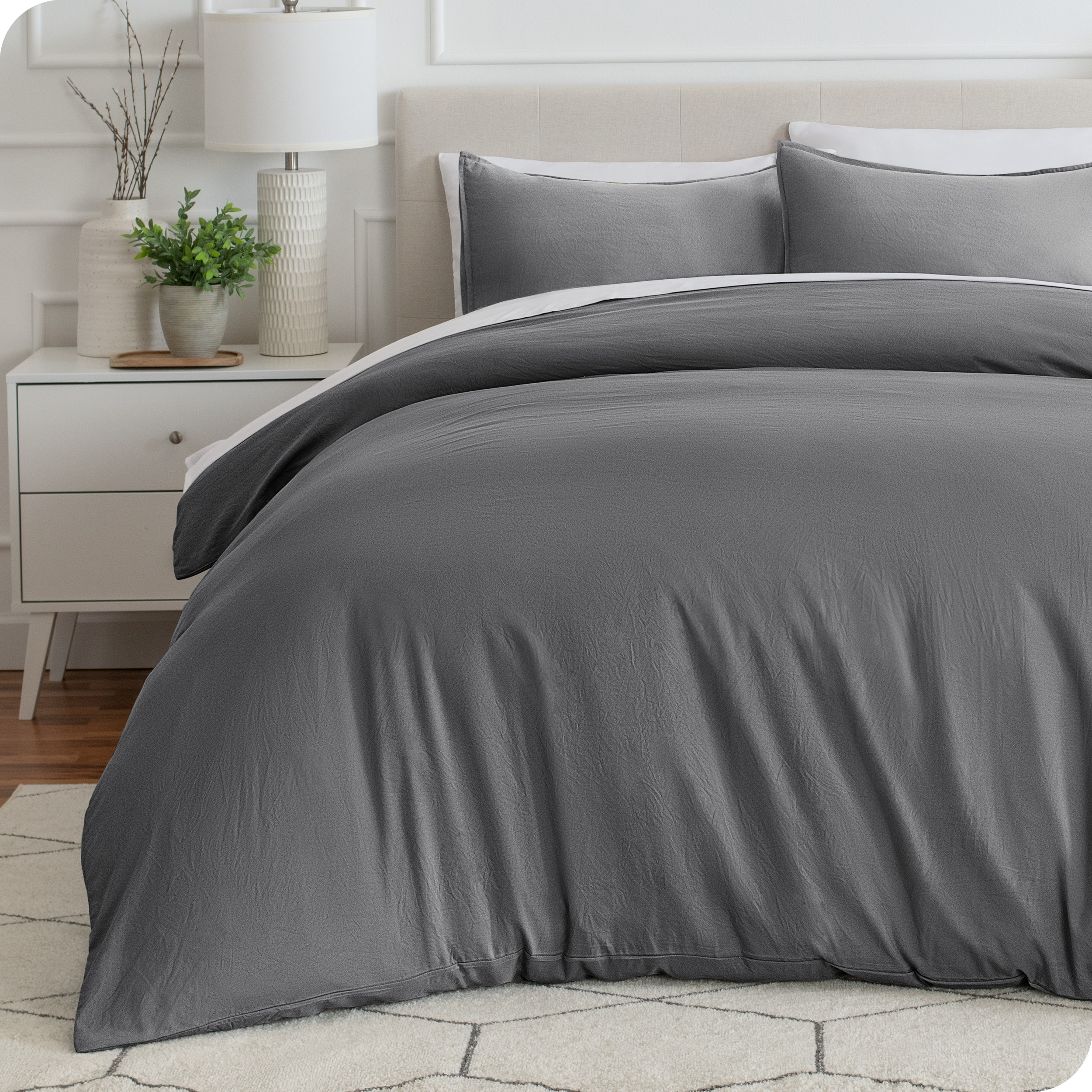 Bare Home Housse de Couette Sablée - Ultra Douce - Premium 1800 Collection - Ensemble 3 Pcs - Très Grand Grand, Gris