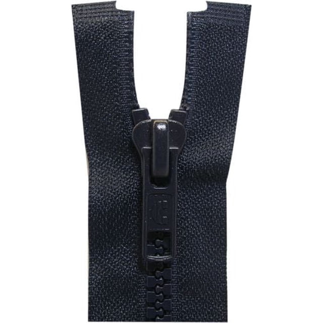 Costumakers One-Way Separating Zipper 65 cm (26) with #5 molded plastic vislon-style teeth in navy blue, medium-weight fabric tape, freeze-resistant and durable, suitable for jackets, coats, and activewear.