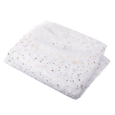 Unique Bargains Tissu en Tulle de 10 Yards, Rouleaux de Tissu en Tulle Scintillant de 63 Pouces avec Ruban à Paillettes et Maille pour Jupe Tutu Robe, Blanc