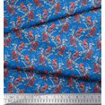 thumbnail image 2 of Soimoi Blue Poly Georgette Fabric Branches & American Robin Bird Decor Fabric Printed BTY 52 Inch Wide, 2 of 3