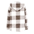 thumbnail image 4 of Fartey Plus Size Womens Plaid Fleece Shacket Jacket Oversized Flannel Button Down Fall Hoodie Jackets with Drawstring Warm Winter Coats Khaki 2XL, 4 of 8