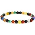 thumbnail image 1 of Bracelet Extensible Unisexe en Perles Rondes de 6 mm en Pierre Précieuse d'Agate Multicolore Naturelle 7 Pouces, 1 of 5