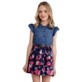 thumbnail image 3 of MSemis Robe d'Été Décontractée à Manches Courtes à Volants pour Filles, Haut en Denim, Robe en Jean, Robe Fleurie, Robe de Plage, Robe de Fête, Bleu Marine 6, 3 of 7
