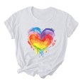 thumbnail image 1 of RKSTN Chemise de Fierté pour Femmes LGBT Coupe Ample Décontractée Tops Égalité Inspirante Été Mignon Cœur Imprimé Manches Courtes Col Rond Chemise de Fierté, 1 of 3