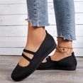 thumbnail image 1 of TOWED22 Ballerines pour Femmes, Chaussures Plates de Ballet pour Femmes en Tricot, Chaussures Habillées à Bout Rond à Enfiler, Ballerines de Marche pour Femme, Petit Talon Compensé, Confort, Souples, Noir, 1 of 5