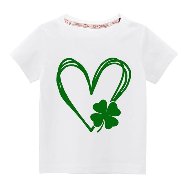 TopLLC St. Patricks Day Chemises pour Femmes Hauts de Sarrau St Patricks Day Tout-Petits Enfants Garçons Filles Mode Mignon Col Rond Imprimé Manches Courtes Haut