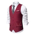 thumbnail image 4 of EGNMCR Débardeurs Hommes Mode Rétro Uni avec Poches Débardeurs à Simple Boutonnage Col en V Blouse, 4 of 9