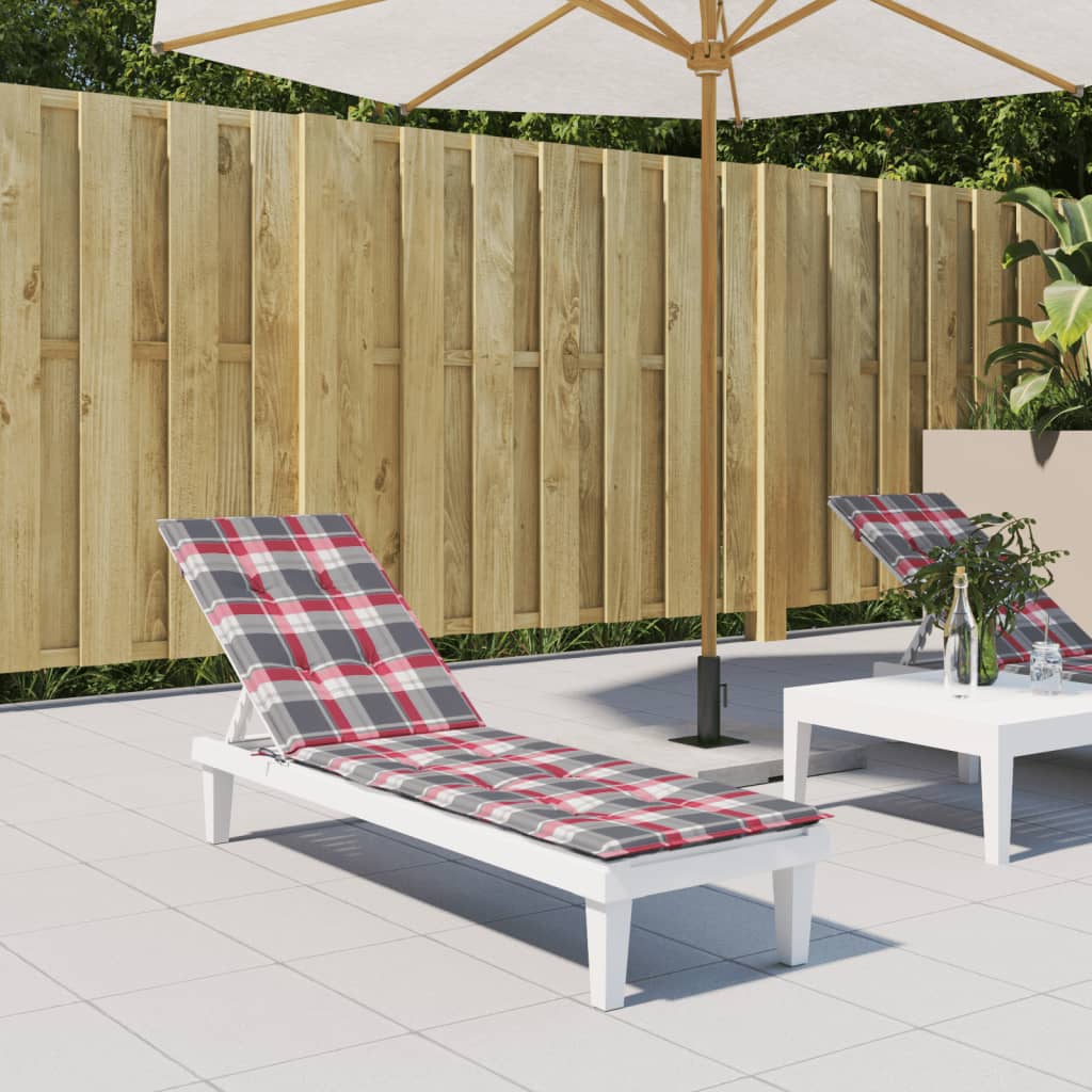 vidaXL Deck Chair Cushion Red Check Pattern (75+105)x50x4 cm