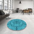 thumbnail image 4 of Ahgly Company Machine Washable Indoor Rectangle Transitional Bright Turquoise Blue Area Rugs, 3' x 5', 4 of 7
