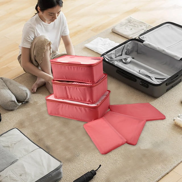 Fridja 6Pcs Compression Packing Cubes for Travel, Luggage Organizer Bags, Zipper Packing Cubes for Suitcases
