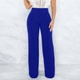 thumbnail image 4 of Liquidation! Hontri Pantalon Droit Extensible pour Femmes Confortable Uni Classique Taille Haute Jambe Grand Long Bootcut Pantalon Pantalon Habillé Travail Bureau Grande Taille Pantalon Bleu m, 4 of 9