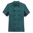 thumbnail image 1 of Chef Coat Short Sleeve with Buttons Pockets Cook Jacket Chic Cooking Work Wear Uniform Costume for Restaurant Hotel Cafe Kitchen Dark Green 3XL, 1 of 6
