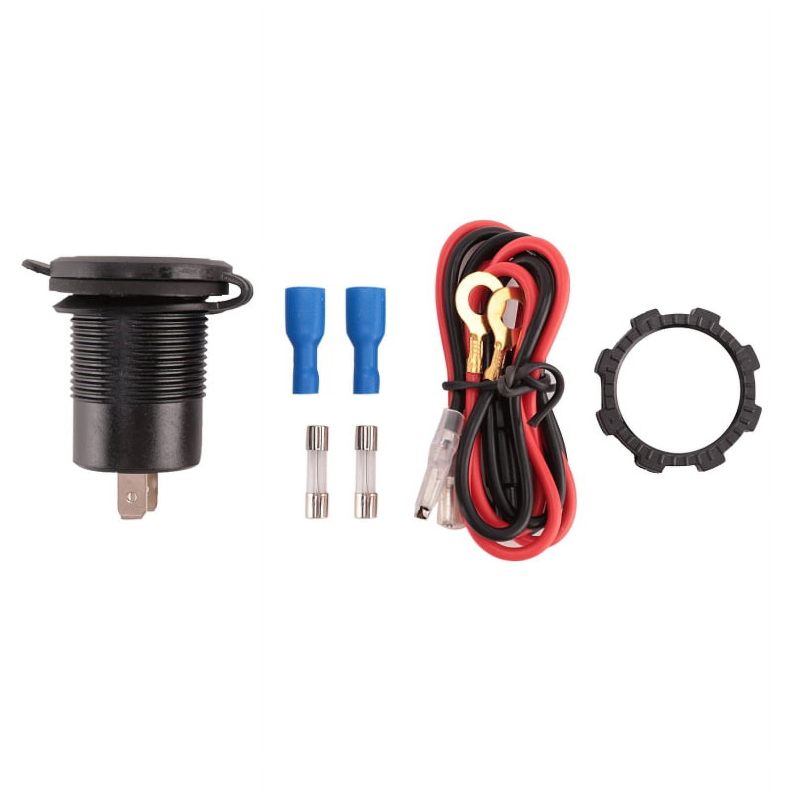 12V USB Car Charger Adapter Dual PD USB-C Car USB Port Socket with Power Switch, Fast Charge for Car Boat RV Marine ATV,1 * USB Car Charger Adapter 1 * Cable 2 * Fuse 2 * insulated terminals,Black