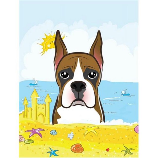 Carolines Treasures BB2091CHF Boxer Summer Beach Canvas House Flag