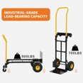 thumbnail image 3 of AKDSteel 4-Wheel Convertible Hand Truck, 2-In-1 Platform Dolly With Solid Tires, Switches Between 2-Wheel Dolly Cart And 4-Wheel Push Cart For Moving In Warehouse, Garden Or Grocery, 3 of 8
