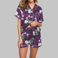 thumbnail image 2 of Rbaofujie Chemises de Nuit pour Femmes Femmes Décontracté Imprimé Col Rabattu Blouse à Manches Courtes Mode Short Pyjama Ensemble Pyjama pour Filles, 2 of 5