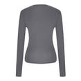 thumbnail image 4 of AherBiu Hauts pour Femmes Automne Manches Longues Col Ras du Cou Basique Superposition Hauts Courts Ajustés Serrés Extensibles T-Shirts, 4 of 5