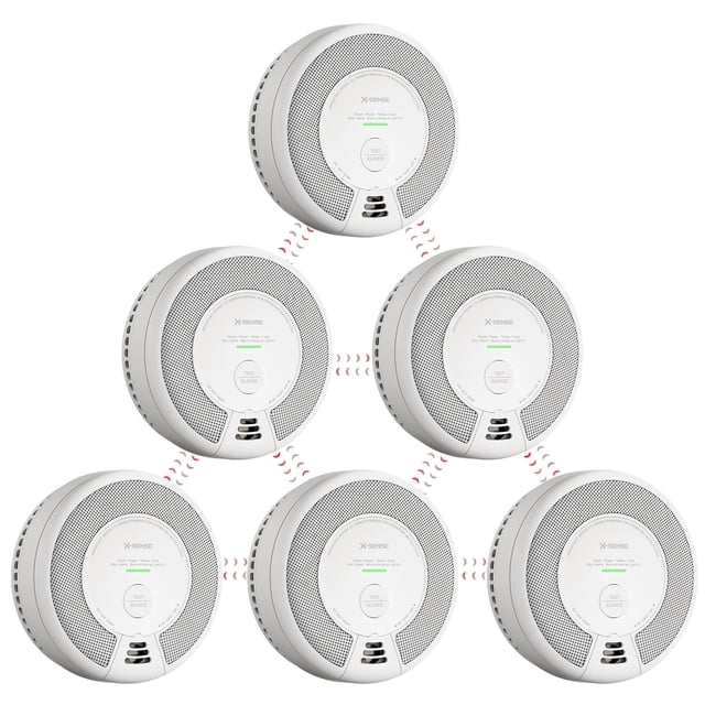 X-Sense Smoke and Carbon Monoxide Alarm Combo, 10 Year Battery, Wireless Interconnected Smoke Detector, Connects Up to 24 Link+ Alarms, 6 Pack, SC06-W