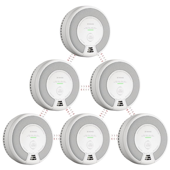 X-Sense Combo d'Alarme de Fumée et de Monoxyde de Carbone, Pile de 10 Ans, Détecteur de Fumée Sans Fil Interconnecté, Connecte jusqu'à 24 Alarmes Link+, Lot de 6, SC06-W