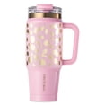 thumbnail image 1 of Thyme & Table 32oz Tumbler with Handle, Dual Straw Lid, Stainless Steel Double Wall Insulated, Pink & Gold Dot, 1 of 9