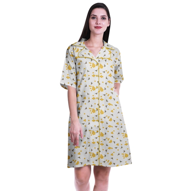 Moomaya Chemises Grande Taille pour Femmes Chemises Imprimées à Boutons Robe d'Été-S-TTG