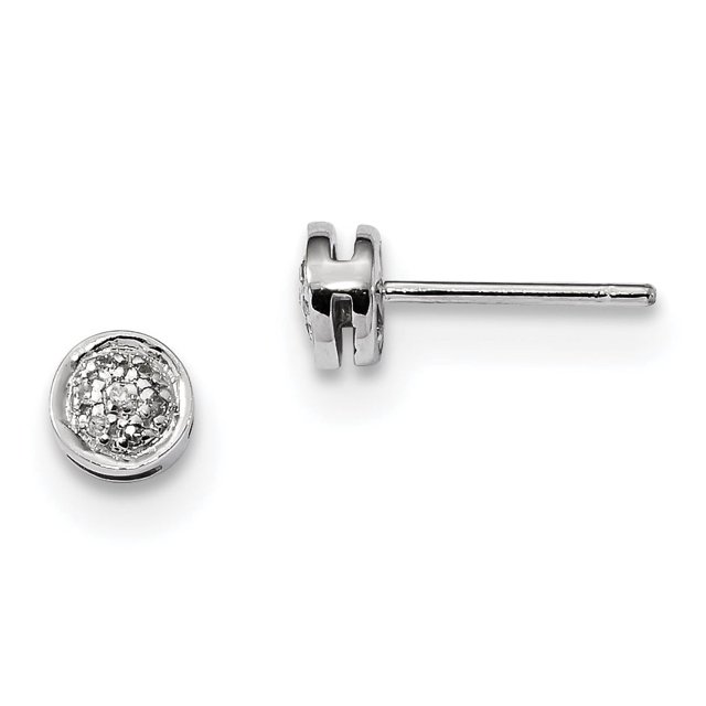 Boucles d'Oreilles en Argent Sterling Rhodié avec Diamant en Cercle QDX286