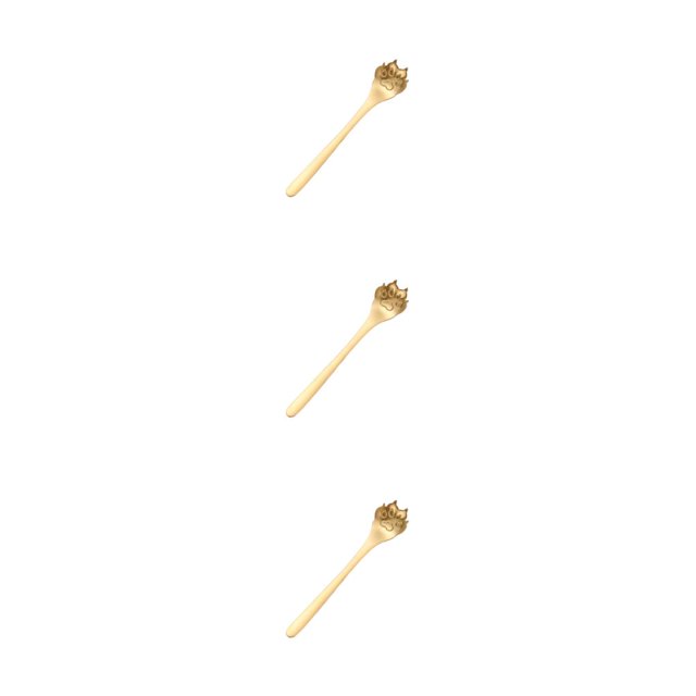 Ruiboury Exquisite Stainless Steel Mixing Spoon For Tea Essential For Tea Lovers Essential For Tea Drinking Stainless Steel Spoon dog paw gold 1 3Set