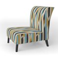 thumbnail image 3 of Designart "Chic Urban Stripes II" Yellow Striped Upholstered Accent Chair - Modern Arm Chair For Living Room, 3 of 7
