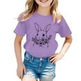 thumbnail image 1 of GDREDA Vêtements Fille T-Shirt Décontracté à Manches Courtes à Col Rond avec Imprimé de Pâques Mignon pour Fille Haut Mignon pour Filles Violet, 12-13 Ans, 1 of 3