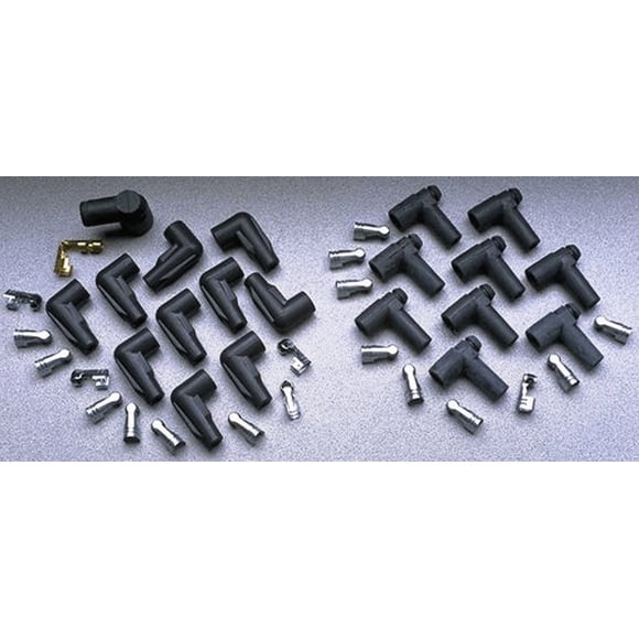 Taylor Cable Spark Plug Boot 46055 90 Degree; 8 Millimeter Wire Size; With Terminal; Black Silicone; Set of 9