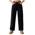 thumbnail image 1 of TJAZFJPA Palazzo Pants for Women Women Solid Color Denim Drawstring Adjustable Washed Cargo Pants Casual Pants Wide Leg Pants Women Plus Size Flowy Pants for Women, 1 of 6