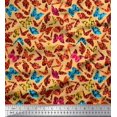 thumbnail image 1 of Soimoi Moss Georgette Fabric Texture & Butterfly Fabric Prints by Yard 42 Inch Wide, 1 of 3