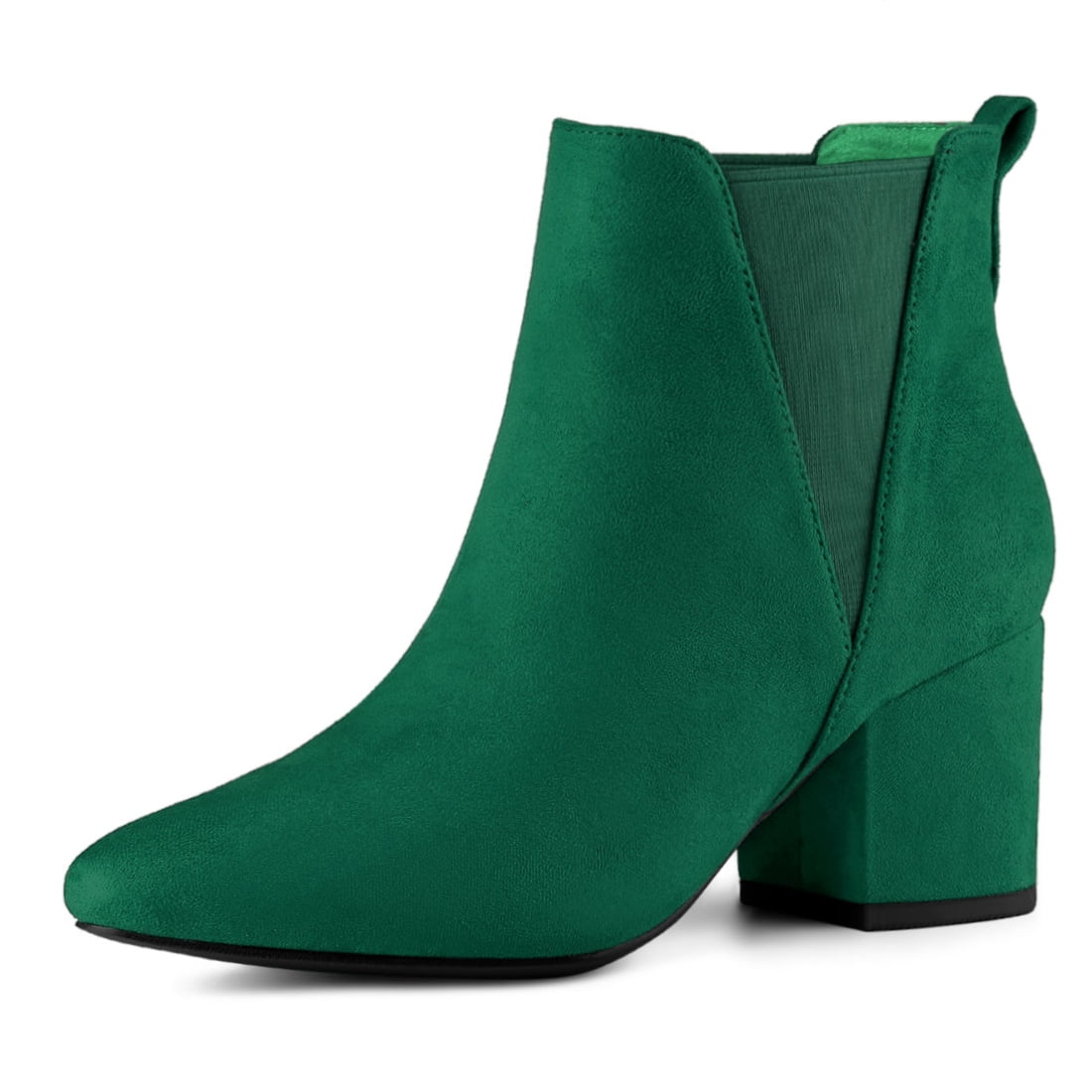 Unique Bargains Women's Pointed Toe Chunky Heel Chelsea Ankle Boots