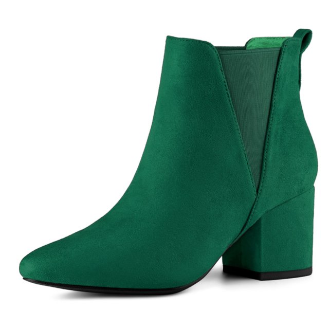 Unique Bargains Bottines Chelsea à Talon Épais à Bout Pointu pour Femmes