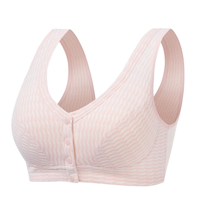 Besolor Plus Size Bras for Women Button Front Closure Wirefree Bralettes High Support Full Coverage Underwear
