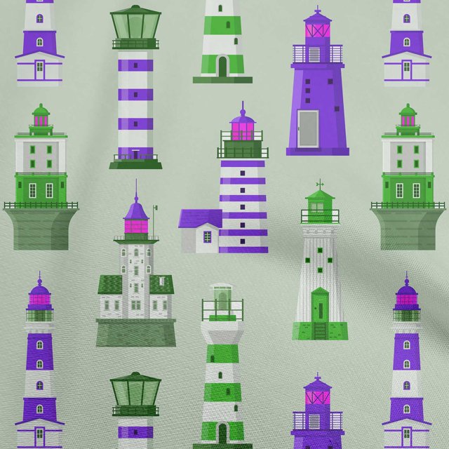 oneOone Georgette Viscose Medium Purple Fabric Sea Lighthouse Craft Projects Decor Fabric Printed By The Yard 42 Inch Wide