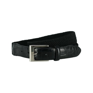 CTM® Braided Elastic Stretch Belt with Croc Print End Tabs (Men's)