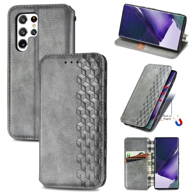 Case for Samsung Galaxy S22 Ultra 5G Cover Magnetic Protective Wallet Flip Case