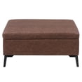 thumbnail image 2 of CorLiving Linden Brown Upholstered Square Storage Ottoman with Metal Legs, 2 of 9