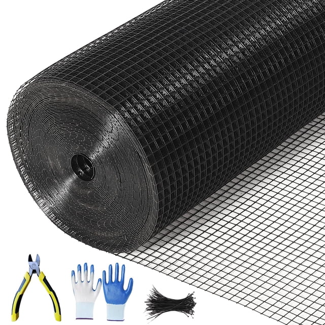 Durable Galvanized Hardware Cloth – Welded Wire Mesh Roll, Black, Multiple Mesh Sizes, 16/23 Gauge – Sturdy Garden & Farm Fence, Poultry and Livestock Protection, Tree Guard, Animal Barrier